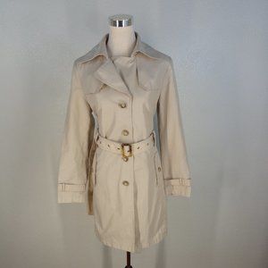 Woman’s Beige Belted Trench Coat size Medium Gallery